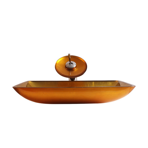 Arsumo Rectangular Orange Gold Glass Vessel Bathroom Sink BW10-120