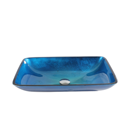 Arsumo Rectangular Blue Glass Vessel Bathroom Sink BW10-158