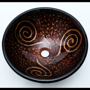 Arsumo 140114 Antique Hunt Tempered Glass Vessel Sink with Brushed Nickel Faucet