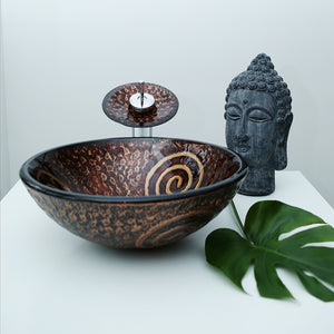 Arsumo Antique Feel Circular Glass Vessel Bathroom Sink BWY140114