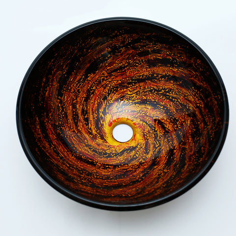 14011 Arsumo Circular Hand Crafted Glass Vessel Sink (Sink only)