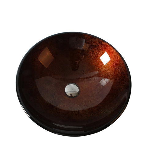 Arsumo Red Brown Circular Glass Vessel Bathroom Sink BWY09-021