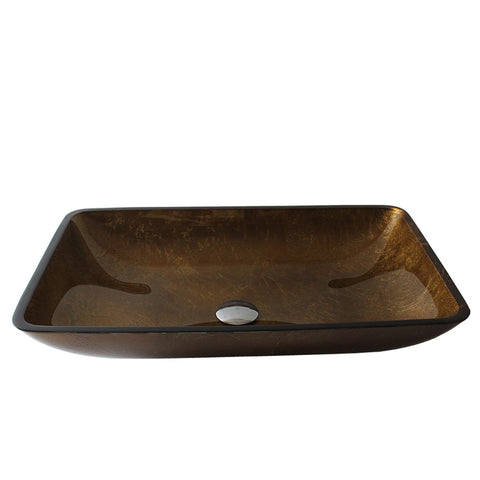 Arsumo Rectangular Brown Glass Vessel Bathroom Sink BWY15-037-2