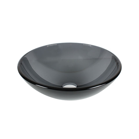 Arsumo Gray Navy Clear Circular Glass Vessel Bathroom Sink LX09-174