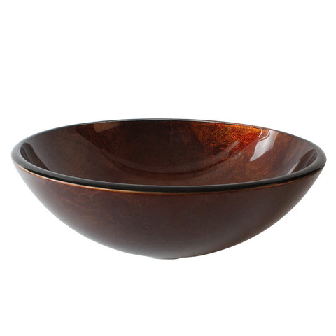 Arsumo Red Brown Circular Glass Vessel Bathroom Sink BWY09-021