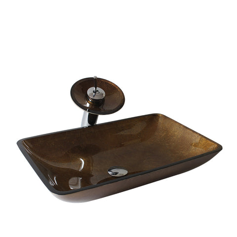 Arsumo Rectangular Brown Glass Vessel Bathroom Sink BWY15-037-2