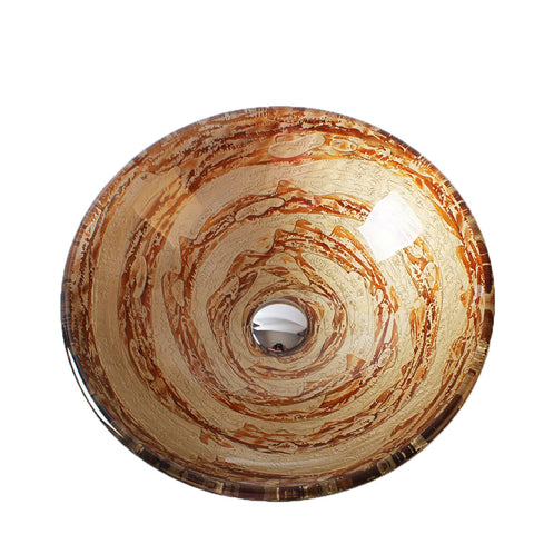 Arsumo Whirlpool Circular Glass Vessel Bathroom Sink LX09-149