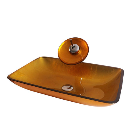 Arsumo Rectangular Orange Gold Glass Vessel Bathroom Sink BW10-120