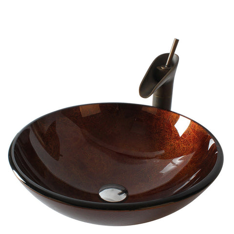 Arsumo Forest Sunset Circular Glass Vessel Bathroom Sink BWY10-129