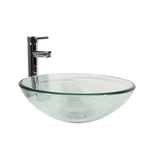 Arsumo Classic Clear Circular Glass Vessel Bathroom Sink BWY09-179