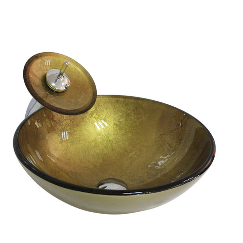 Arsumo Cold Brown Circular Glass Vessel Bathroom Sink BWY09-011