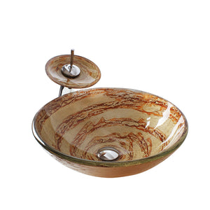 Arsumo Whirlpool Circular Glass Vessel Bathroom Sink LX09-149
