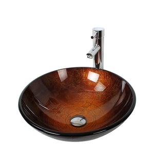 Arsumo Golden Brown Circular Glass Vessel Bathroom Sink BWY15-020