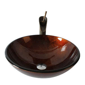 Arsumo Forest Sunset Circular Glass Vessel Bathroom Sink BWY10-129