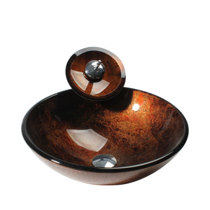 Arsumo Red Brown Circular Glass Vessel Bathroom Sink BWY09-021