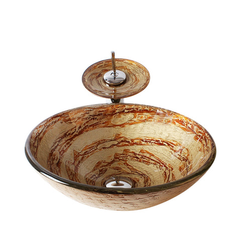 Arsumo Whirlpool Circular Glass Vessel Bathroom Sink LX09-149