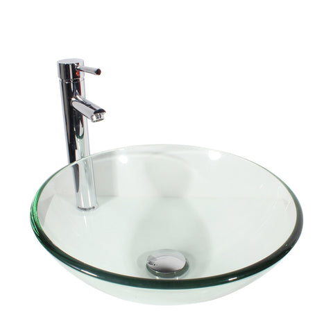 Arsumo Classic Clear Circular Glass Vessel Bathroom Sink BWY09-179
