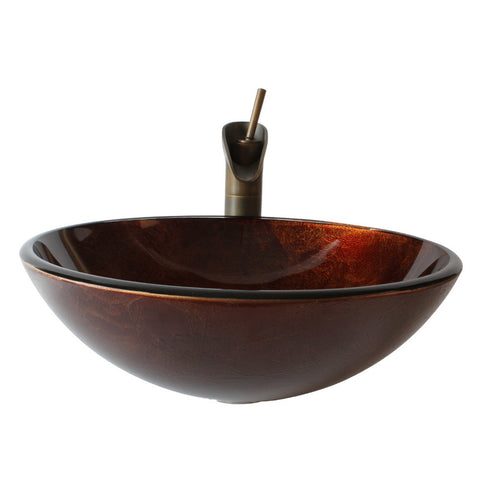 Arsumo Forest Sunset Circular Glass Vessel Bathroom Sink BWY10-129