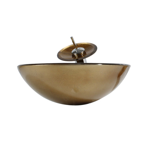 Arsumo Cold Brown Circular Glass Vessel Bathroom Sink BWY09-011