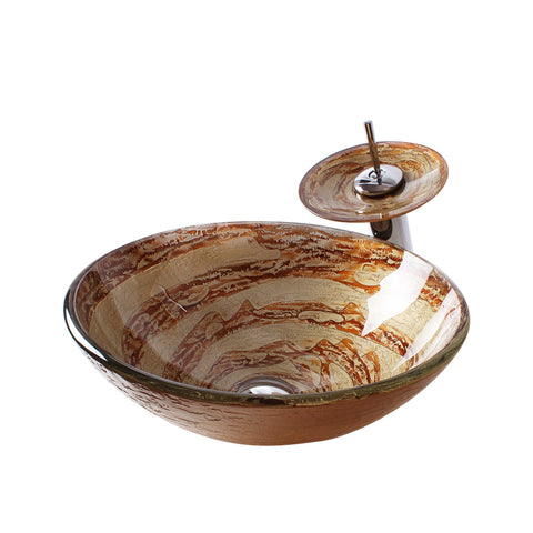 Arsumo Whirlpool Circular Glass Vessel Bathroom Sink LX09-149