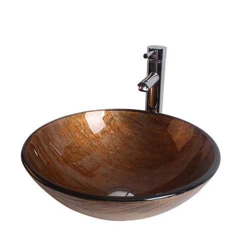 Arsumo Ancient Memory Circular Glass Vessel Bathroom Sink BWY10-128