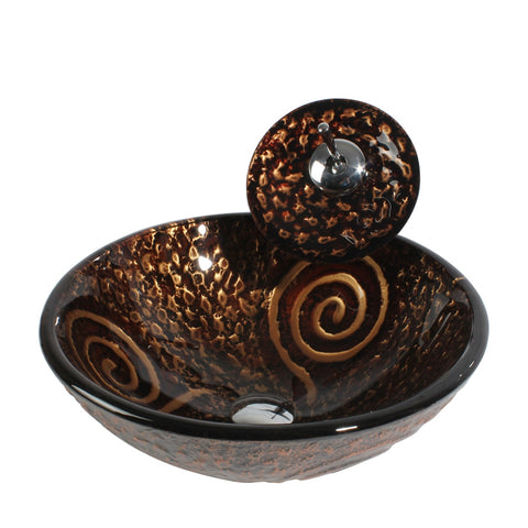 Arsumo Antique Feel Circular Glass Vessel Bathroom Sink BWY140114