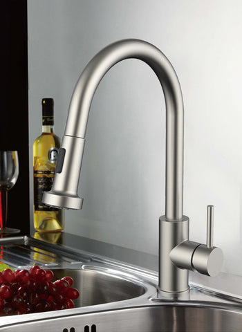 Kitchen Faucet 7857, Modern Design, PVD, Lead Free, Brass Core, Ceramic Catridge and Stainless Steel Body