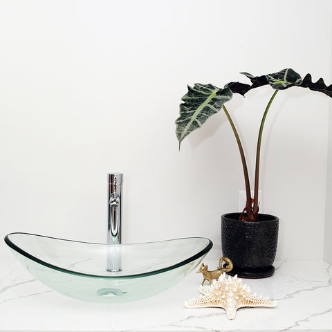 Arsumo Clear Oval Glass Vessel Bathroom Sink BWY09-166