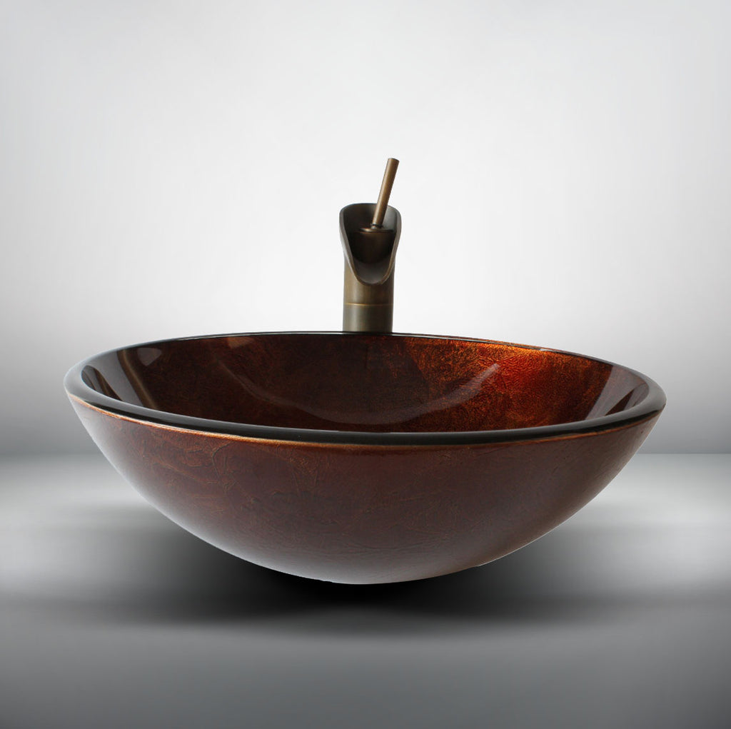 Arsumo Forest Sunset Circular Glass Vessel Bathroom Sink BWY10-129