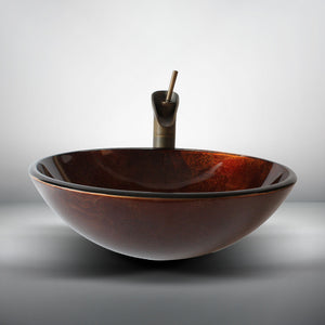 Arsumo Forest Sunset Circular Glass Vessel Bathroom Sink BWY10-129