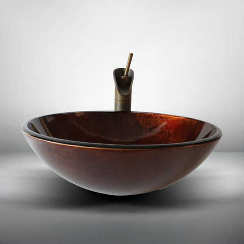 Arsumo Forest Sunset Circular Glass Vessel Bathroom Sink BWY10-129