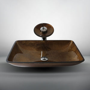 Arsumo Rectangular Brown Glass Vessel Bathroom Sink BWY15-037-2
