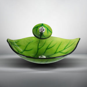 Arsumo Green Leaf Oval Glass Vessel Bathroom Sink BWY140186