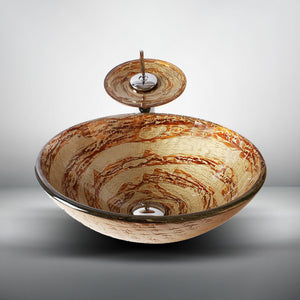 Arsumo Whirlpool Circular Glass Vessel Bathroom Sink LX09-149