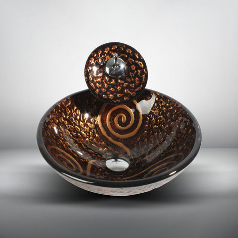 Arsumo Antique Feel Circular Glass Vessel Bathroom Sink BWY140114