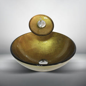 Arsumo Cold Brown Circular Glass Vessel Bathroom Sink BWY09-011