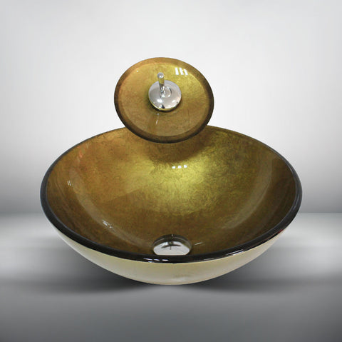 Arsumo Cold Brown Circular Glass Vessel Bathroom Sink BWY09-011