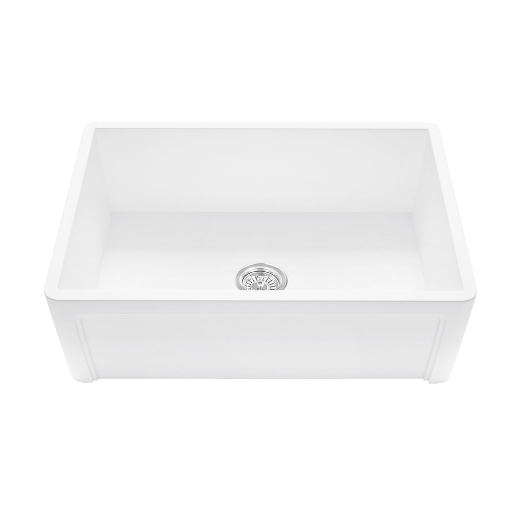 Arsumo KSAFMS01 Apron Front Farmhouse Single Bowl Kitchen Sink, 33'',Matte White