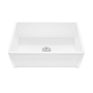 Arsumo KSAFMS01 Apron Front Farmhouse Single Bowl Kitchen Sink, 33'',Matte White