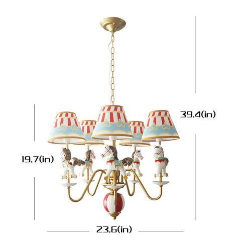 S033Y Imagination! Carousel Horse 6-light Chandelier for Kids room