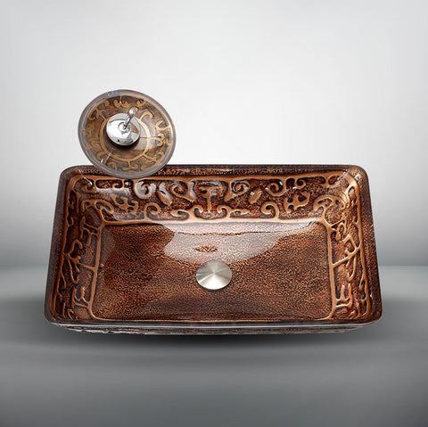 Arsumo Ancient Memory Rectangular Glass Vessel- Bathroom Sink BW12-194