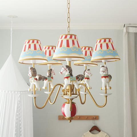 S033Y Imagination! Carousel Horse 6-light Chandelier for Kids room