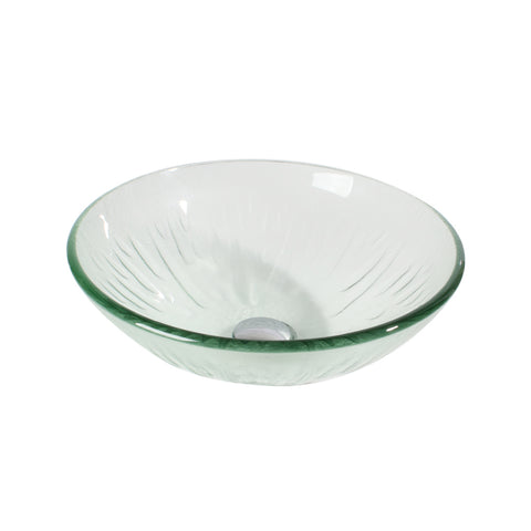Arsumo Clear Patterned Circular Glass Vessel Bathroom Sink BWY009-076