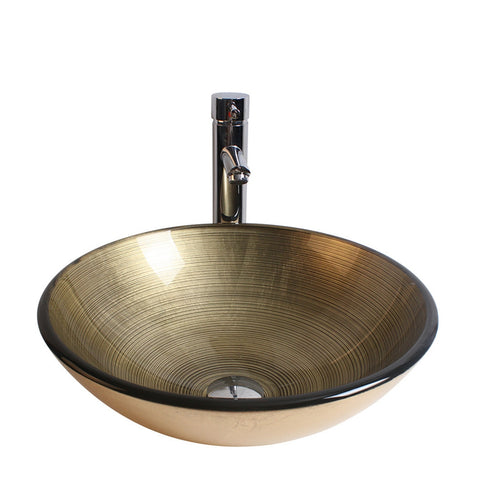 Arsumo Golden Circular Glass Vessel Bathroom Sink BWY09-010