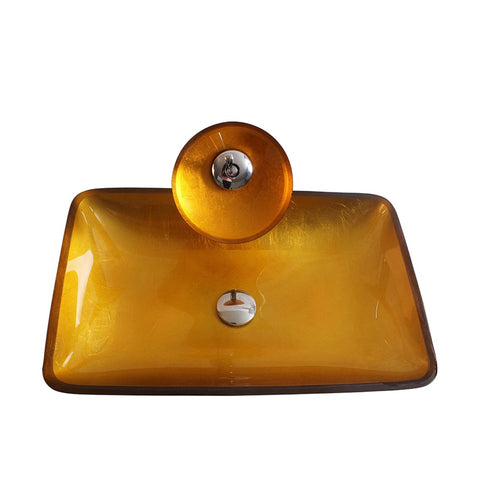 Arsumo Rectangular Orange Gold Glass Vessel Bathroom Sink BW10-120