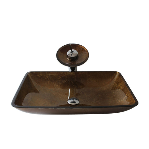 Arsumo Rectangular Brown Glass Vessel Bathroom Sink BWY15-037-2