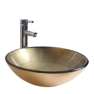 Arsumo Golden Circular Glass Vessel Bathroom Sink BWY09-010