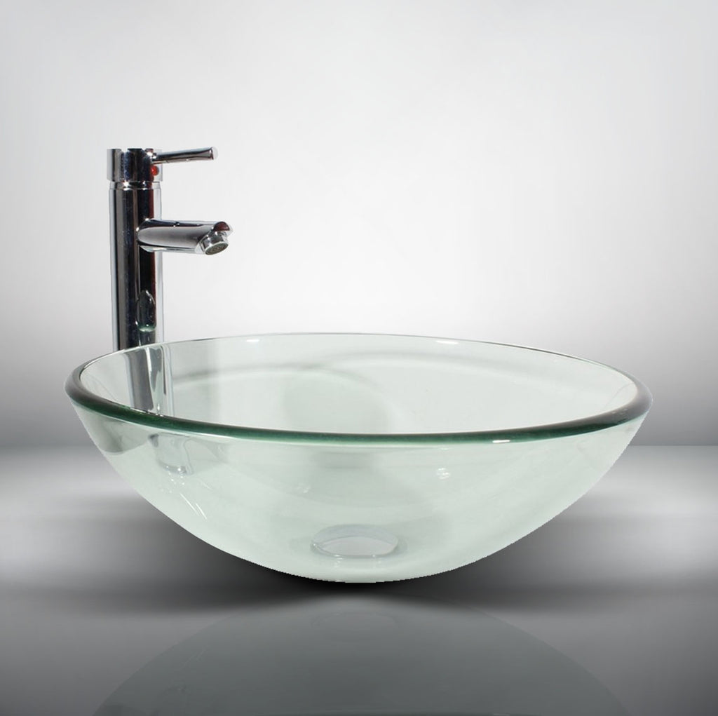 Arsumo Classic Clear Circular Glass Vessel Bathroom Sink BWY09-179