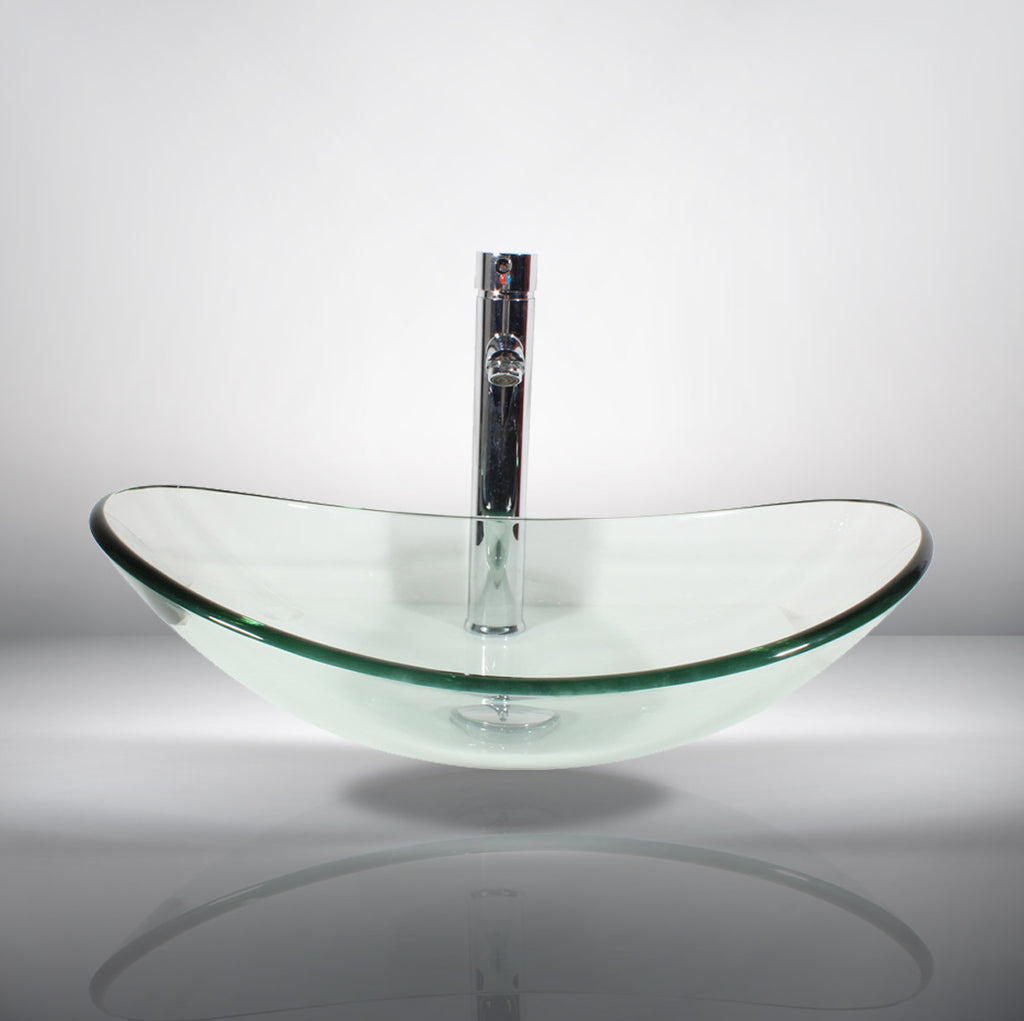 Arsumo Clear Oval Glass Vessel Bathroom Sink BWY09-166