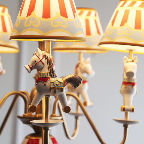 S033Y Imagination! Carousel Horse 6-light Chandelier for Kids room